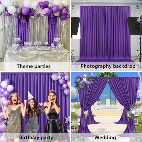 Image of 10 x 7 Feet Purple Backdrop Curtain for Partie, Background Curtains for Photoshoot, Birthday, Wedding, Halloween, Thanksgiving, Christmas, New Year Party Decorations 5Ft x 7Ft, 2 Panels