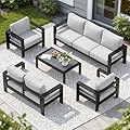 Solaste Aluminum Patio Furniture Set for All Weather, Oversized Metal Outdoor Furniture Set with 27.5" Deep Seating and 3.2" Wide Armrest, Outdoor Patio Conversation Sets with 10" Back Suport Cushion