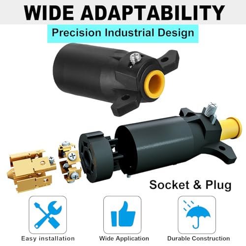 Image of 7 Way Trailer Plug, RV Blade Connector for rv Camper, Track