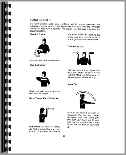 Illustration of hand signals for tractor operation