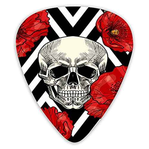 Pics de guitare Skull Red Poppies On Geometric Premium Picks Sampler 12 Packs – Variety Guitar Picks Plectrums - Les Beatles, Paul McCartney, John Lennon, RIngo Starr, George Harrison Pics de guitare Skull Red Poppies On Geometric Premium Picks Sampler 12 Packs - Variety Guitar Picks Plectrums