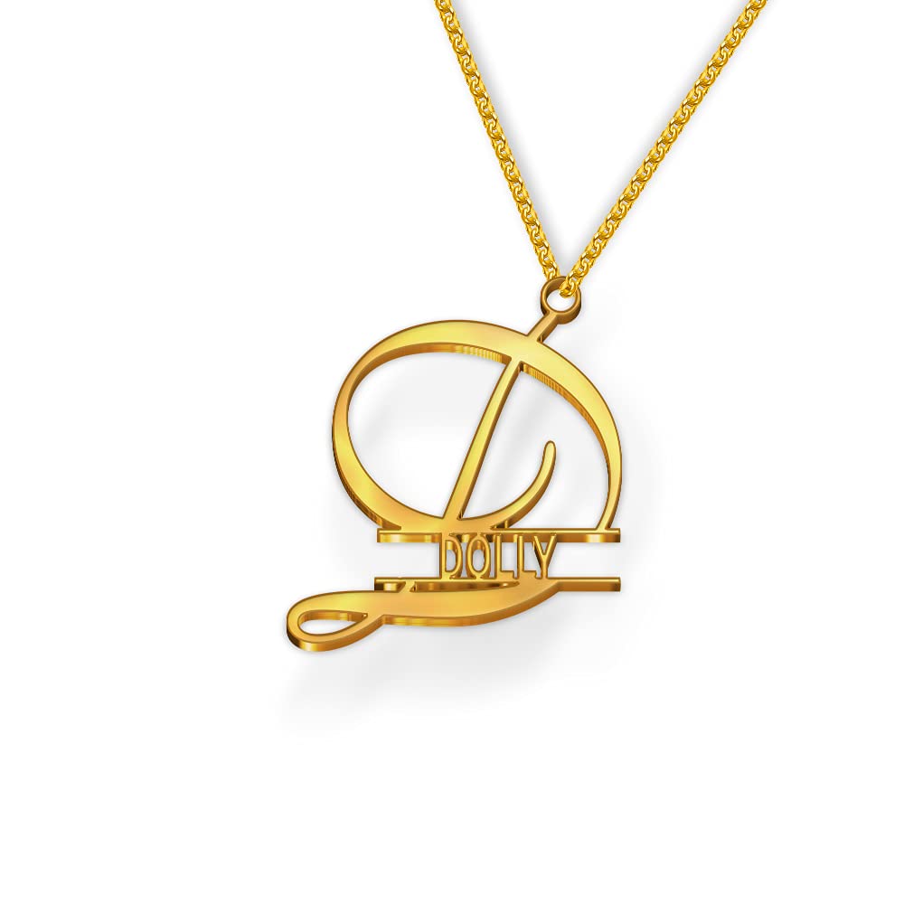 DREAMRAX Dolly Name Necklace in Gold Polish – Big Initial Letter with Name in Capitals, Personalized Jewelry for Women, Anti-Tarnish & Splash Proof, Custom Gift, Bold Design, Best for Gifting (B09GRMJ4D1) Amazon Price History, Amazon Price Tracker
