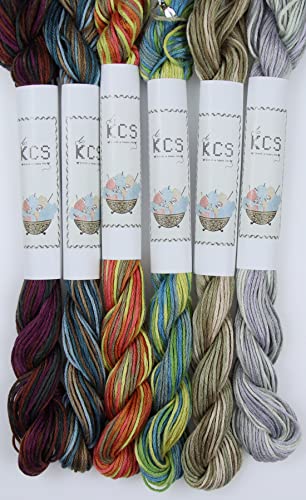 Image of KCS Big skeins of 25 Meters Size 25 Color Variegated Cross Stitch Stranded Threads,6 skeins,07