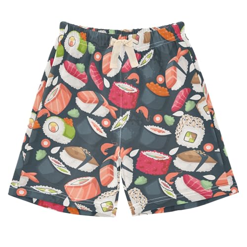 Fisyme Japanese Asian Sushi Baby Boys Shorts Elastic Waist Cotton Casual Athletic Shorts Toddler Kids Pants, 4T