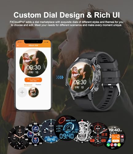 Image of SUNKTA Military Smart Watches for Men(Answer /Calls),1.39 inch Touchscreen /5ATM Waterproof /120+ Sports Modes Fitness Watch with Heart Rate for Android /iOS Black