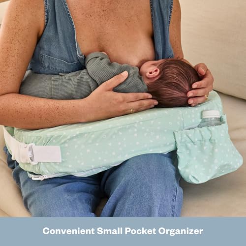 Image of My Brest Friend Original Nursing Pillow Cover - Slipcovers for Baby - Adjustable Fit, Easy Care, Durable - Original Nursing Pillow Not Included, Minty Geo