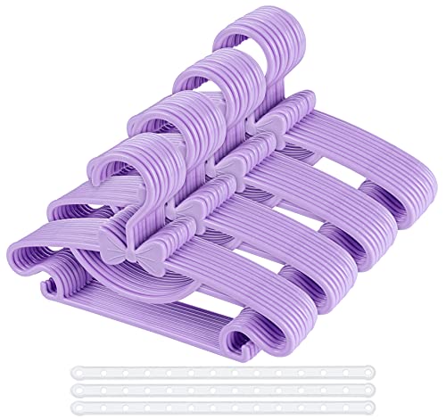 Babykleiderbügel Set, 40 Stück Kleiderbügel Kunststoff mit 3pcs Kleiderbügelketten, Baby Kinderkleiderbügel Hangers mit Hosenständer, rutschfeste Kleiderbügel für Babys und Kleinkinder, Lila
