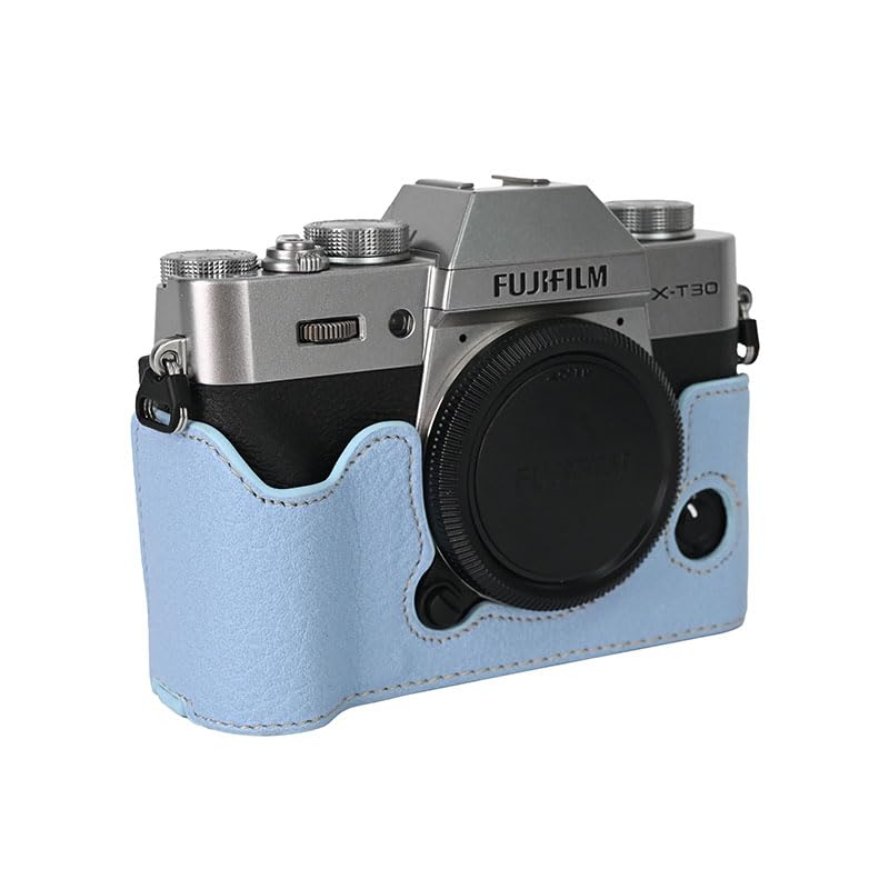 Funda Mitad para Cámara Fujifilm X-T30 en Cuero PU Azul miniatura 5