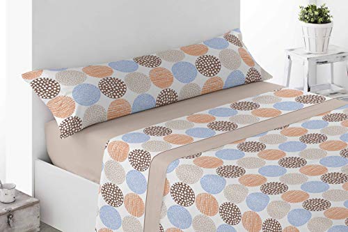 Regalitostv - JUNAY - Juego Completo Sábanas Polar 3 Piezas Pirineo Invierno Grosor 120 gr Bajera Elástica Encimera y 1 Funda Almohada (90_x_200_cm, Beige)