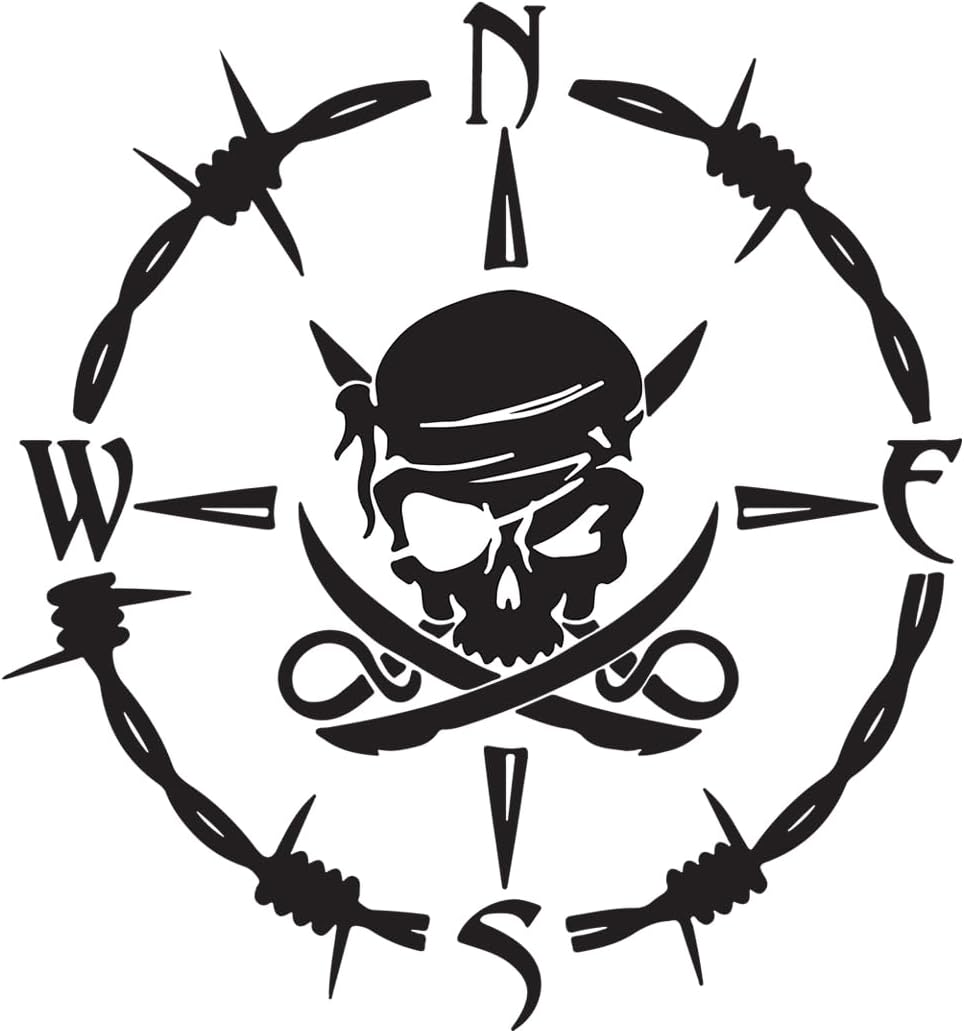 Skull Pirate Swords Pirate Crossed 2 (Black) (Set of 2) Premium Waterproof Vinyl Decal Stickers for Laptop Accessory Helmet Car Window Bumper Mug Tuber Cup Door Wall Decoration