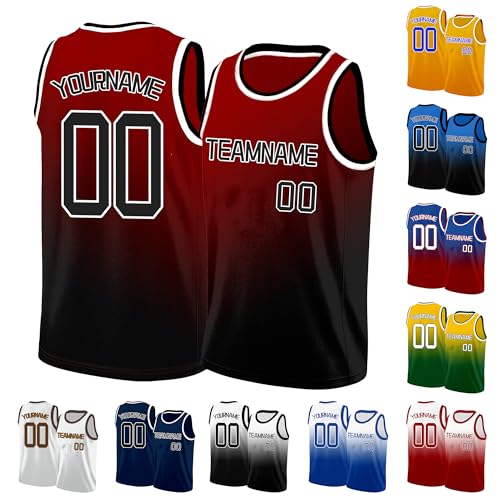 Image of Custom Basketball Jersey for Men - Personalized Name & Number, Embroidered or Printed, Athletic Shirt for Kids, Boys & Youth