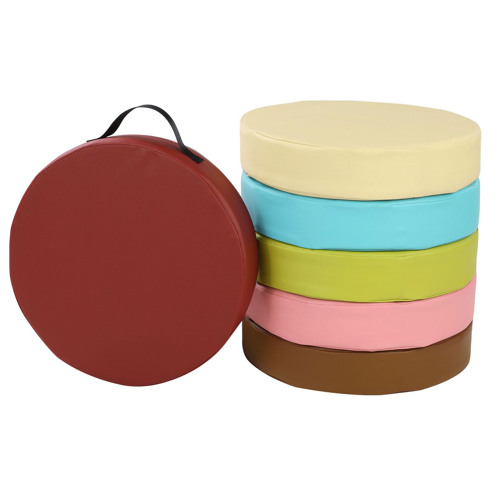 TopotdorKids Floor Cushions 6Pcs,Extra Thick Flexible Seating Floor Cushions with Handle,Soft Waterproof Comfortable Classroom Floor Pillow for Nursery Daycare Preschool,15" Round