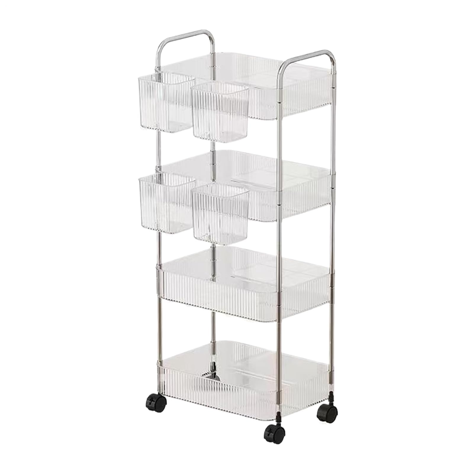 Utili Cart - Carrello multistrato in acrilico su ruote, soluzione versatile per ufficio, casa, cucina, bagno, trucco, lavanderia, dormitorio, artigianato, salone, camera da letto, dispensa