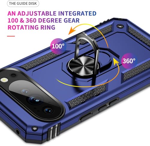Image of REALCASE Google Pixel 10 Pro Back Cover Case | Heavy Duty Dual Layer Hybrid Shock Proof Armor Defender Ring Case Back Cover for Google Pixel 10 Pro 5G (Blue)