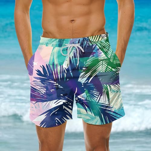 Mens Quick Dry Drawstring Board Shorts Comfy Trendy Print Beach Trunks Loose Swimwear Swimsuit Shorts with Pocket2