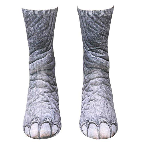 Engmoo Cat Paw Socks Animal 3D Socks Novelty Paw Cat Tiger Paws Mother's Day Gift Socks for Mother Women Kids, elefante, US Women Size:5-11