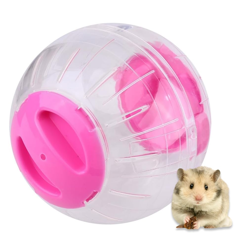Bola de Ejercicio de Hámster, Mini Bola de Actividad de Hámster Transparente de 4,7 Pulgadas, Rueda Silenciosa, Juguetes para Mascotas de Animales(Rosa)