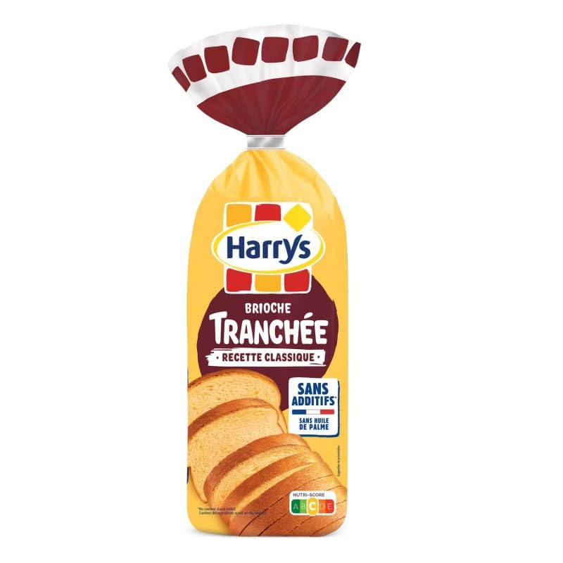 HarryS Brioche Tranchée Classique Nature, sans Additifs, 485g - Viennoiseries et Pains au Lait - Lot De 4