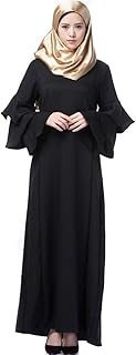 Moonuy Women's Muslim Loose Solid Color Robe Clothing Abaya Islamic Arabic Kaftan Dubai Robe Dress Women Muslim Solid Color Robe Clothing