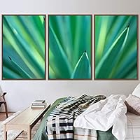 3 Piece Framed Canvas Wall Art Solid Greenery Abstract Industrial Modern Art Multicolor Patterns - 16