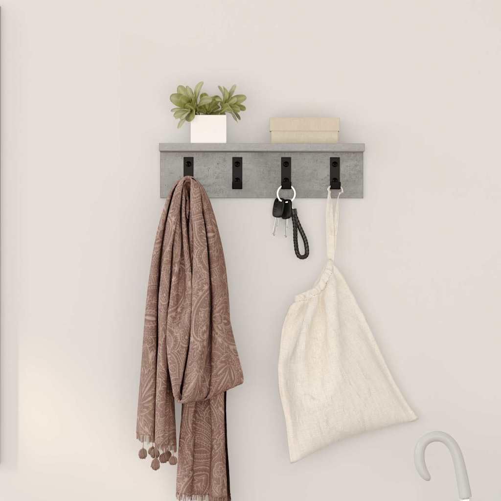 Table de chevet murale béton gris 40cm, étagère flottante bois