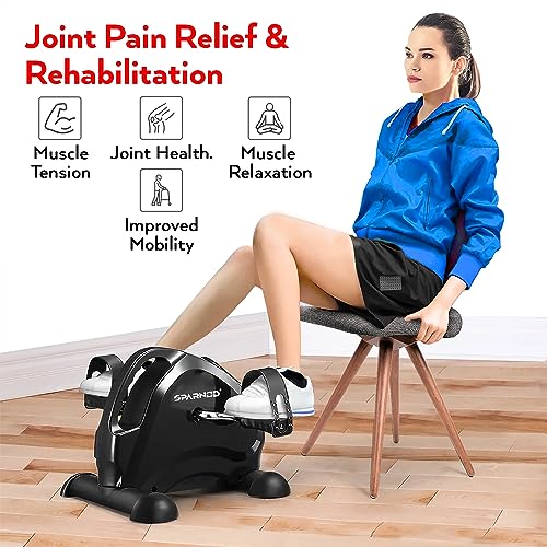 Image of Sparnod Fitness SMB-400 Mini Bike Your Workout Solution for Arms & Feet for Home and Office: Portable Under Desk Pedal Exerciser with Adjustable Resistance & LCD Monitor