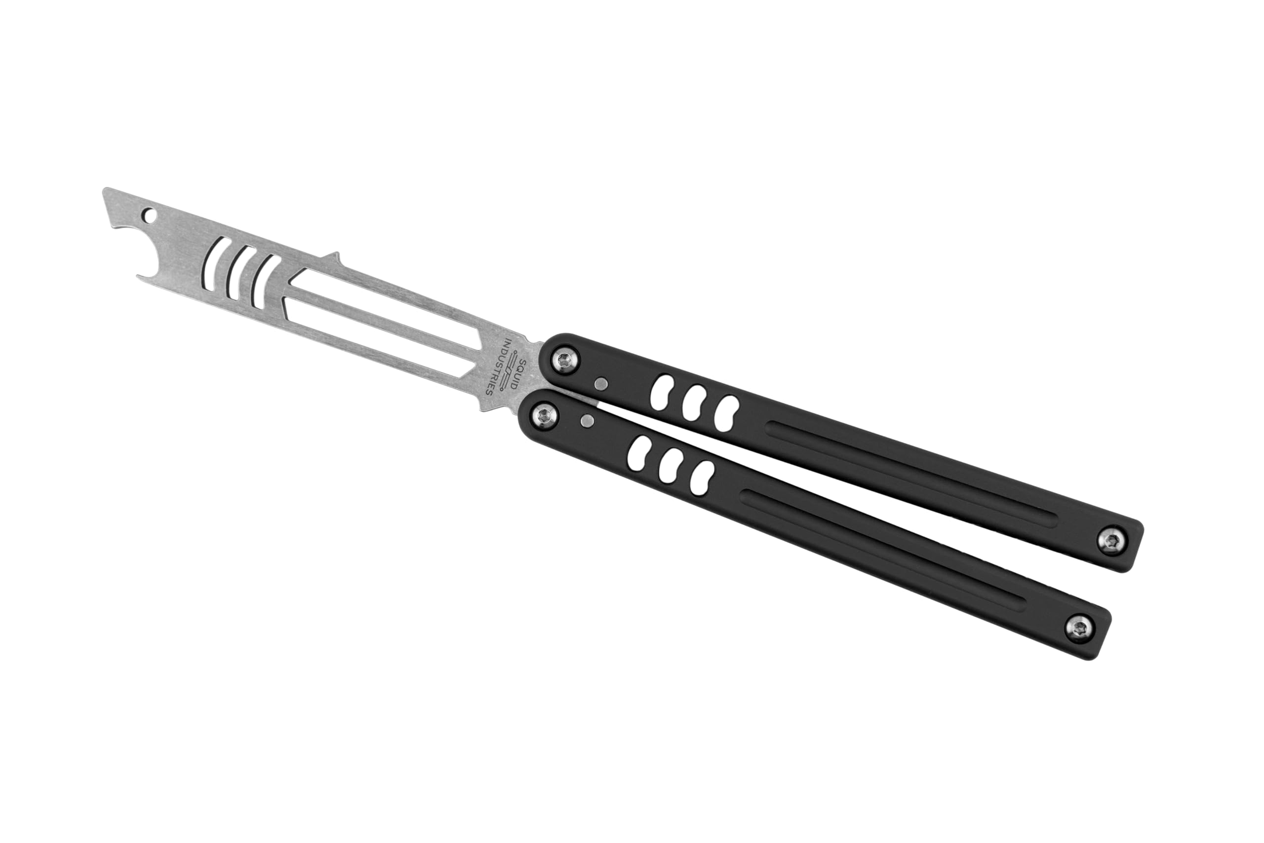 Squid Industries Mako Bottle Opener V5, 6061 Integral Channel Aluminium Handle, Lightweight and Excellent Balance, Improved Tolerances, No Sharp Edge, Perfect For Practice or Bottle Opening (Black)