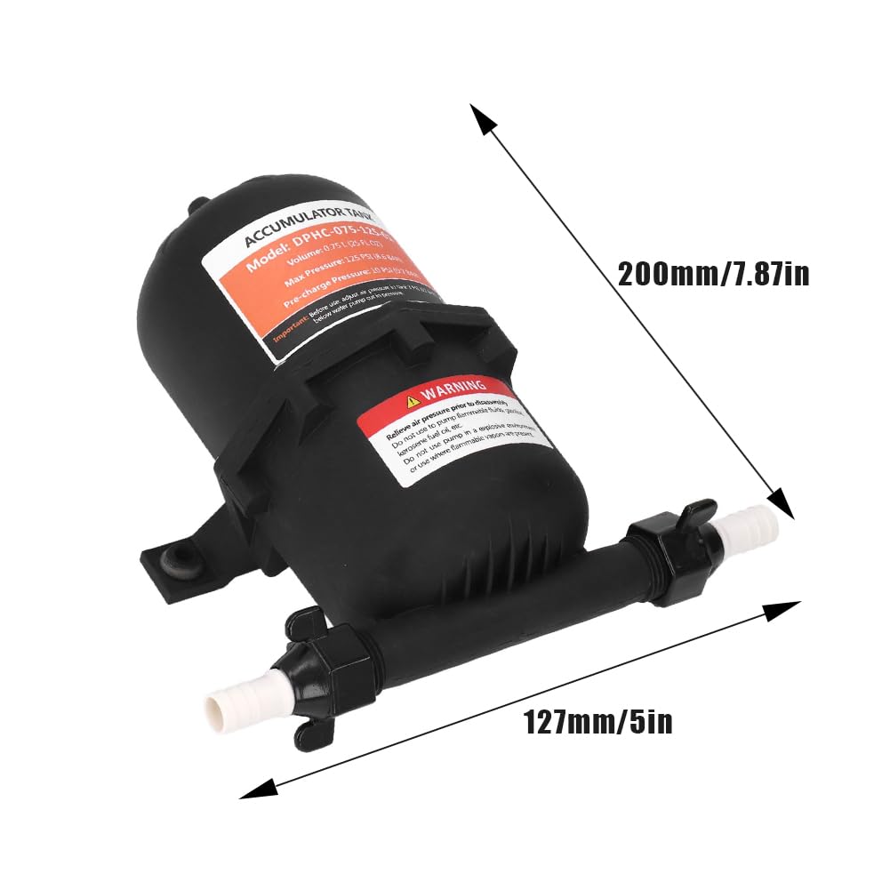 Réservoir d'Accumulateur Pressurisé 0,75L 125 PSI pour RV et Yacht | Réservoir Sous Pression Universel et Étanche pour Accumulateur de RV, Yacht, Marine, Caravane et Bateau