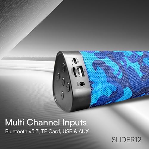 Image of HAPIPOLA SLIDER12 Bluetooth Speaker Immersive Audio | Good Bass | Light Weight 6 Hours Playback | Portable | Built in mic | TWS Pairing Support | dustproof | handfree Calling | Blue