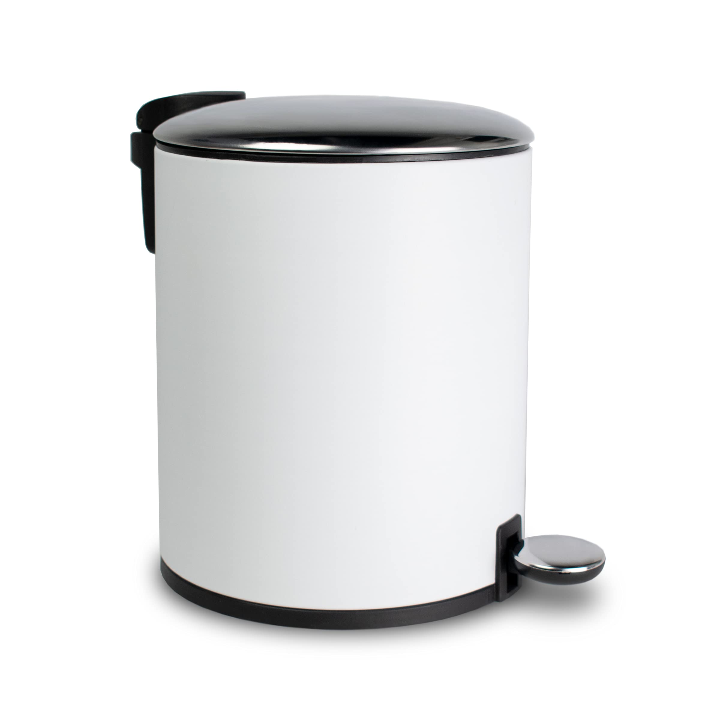 AQ Round Metal 5 Liter/1.3 Gallon Step Trash Can with Removable Liner & Soft Close Lid, Small Garbage Pedal Waste Bin for Bathroom, Bedroom or Office ...