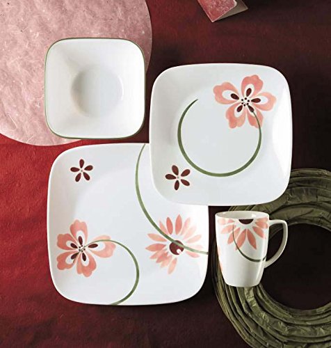 Amazon.com | Corelle Pretty Pink Square 16-Piece Dinnerware Set