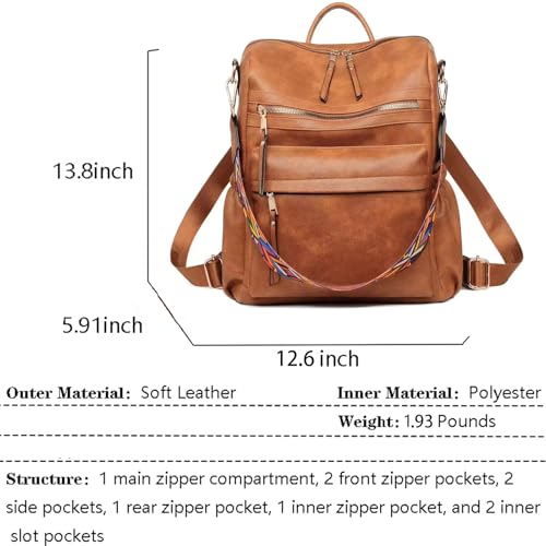 Image of Women's Fashion Backpack Purse for Women Leather Multipurpose Design Ladies Shoulder Bag Travel bag Satchel Handbags