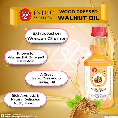 Image of IndicWisdom Wood Pressed Walnut Oil 200 ml (Cold Pressed Walnut Oil - Extracted on Wooden Churner)