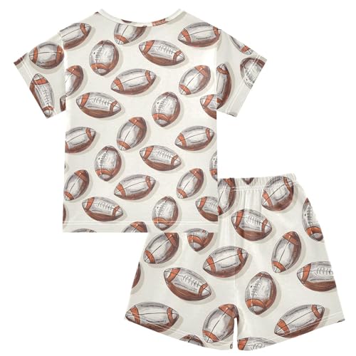 ALAZA Rugby American Football 3D Pajamas Short Sleeve 2 Piece Sleepwear Top and Bottom Pajama Set Unisex2