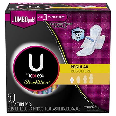 Kotex Ultra Thin Regular Cleanwear Pads With Wings, 50 Count by Kotex Cover