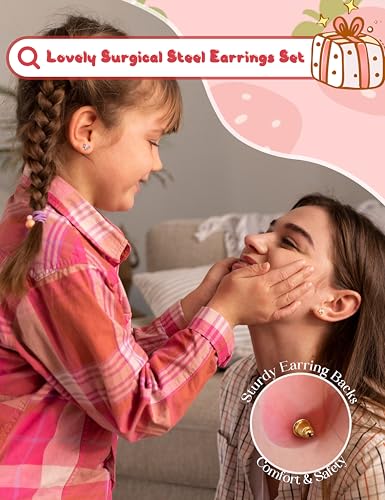 Hypoallergenic Stud Earrings for Girls Women - Cute Stainless Surgical Steel Earring Sets Sensitive Ears Small Colorful Animal Jewelry for Toddler Kids Teens 63 Pairs Age: over 4 years old4