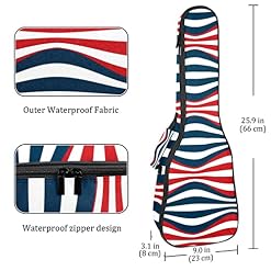 Housse pour ukulélé – Motif rayures américaines – 10 mm – Rembourrage épais – 53,3 cm – Avec sangles réglables – Pour… - Les Beatles, Paul McCartney, John Lennon, RIngo Starr, George Harrison Housse pour ukulélé - Motif rayures américaines - 10 mm - Rembourrage épais - 53,3 cm - Avec sangles réglables - Pour… – Image 4