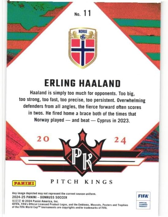 ERLING HAALAND 2024-25 Panini Donruss FIFA Soccer Pitch Kings #11 Card Norway Manchester City
