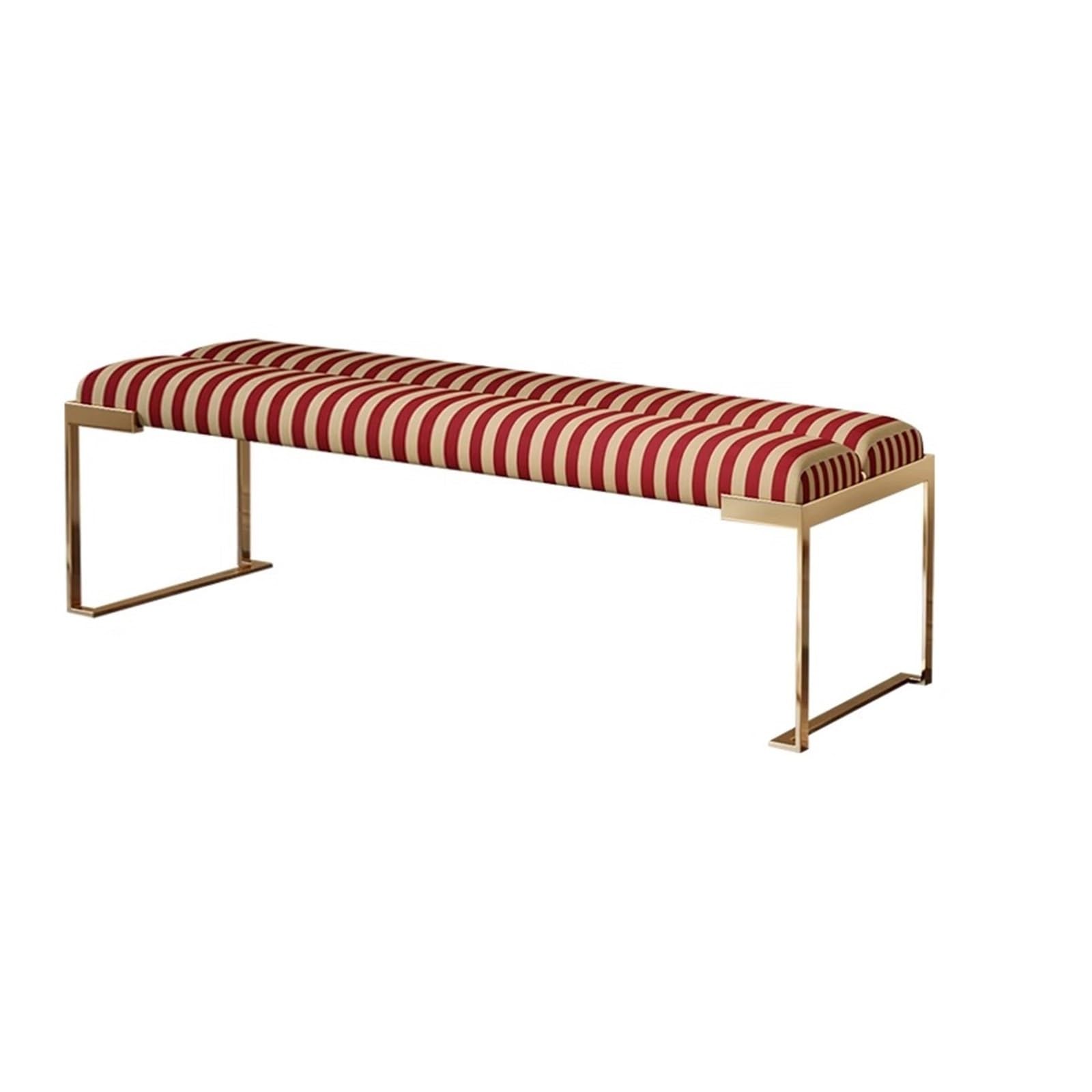 Foot Stool For Bed Bedroom Living Room Bedside Stool, Modern Living Room Bench, Stainless Steel Entry Shoe Bench,Creative Striped Shoe Bench Bed Step Stools For High Beds(Red,160*45*45cm)