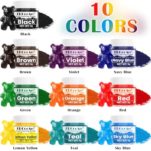 Image of Food Coloring Powder - ERCorArt 10 Vivid Colors Powder Food Dye, Highly Concentrated Flavorless Food Coloring for Baking, Frosting, Cake Decorating, Icing, Cookies, Slime - 5g /Bottle
