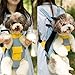 FEESHOW Leg Out Front Dog Cat Carrier Bag Adjustable Easy-fit Puppy Backpack for Biking Hiking and Camping Blue Yellow Medium