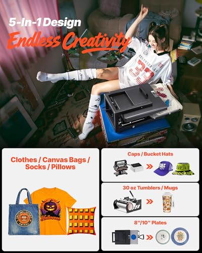 Image of VEVOR Hybrid Heat Press, 15 x 15 inch, 5-in-1 Multifunction, Heat Up Fast and Even, All-New Patented Design, Easy to Control, Sublimation Press Machine for T-Shirts /Mugs /Tumblers /Caps /Plates, Black