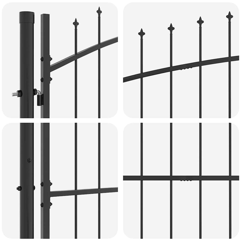 vidaXL Doppeltor mit Schloss Woerden Grau 400 x 174,5 cm Stahl, Garten- und Terrassentor, modernes U-Design, stabile Stahlkonstruktion, Schlichte Optik, sicheres Betreten, wetterfest
