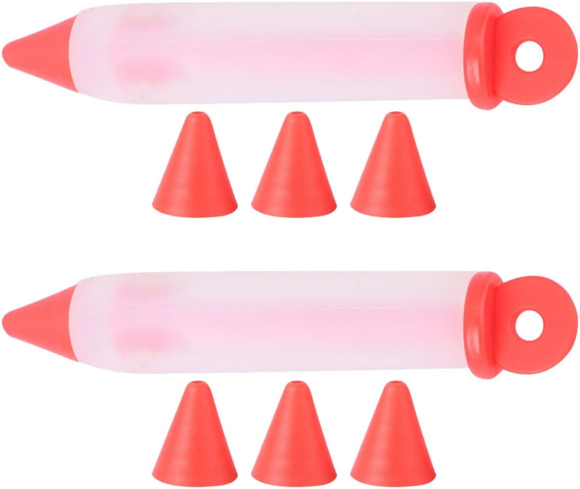 VANZACK Silicone Cake Decorating Pens Set, 2 Red Cream and Jam Squeeze Pens for DIY Baking, Kitchen Gadgets for Cake Decorating and Dessert Icing, Baking Supplies for Home Use