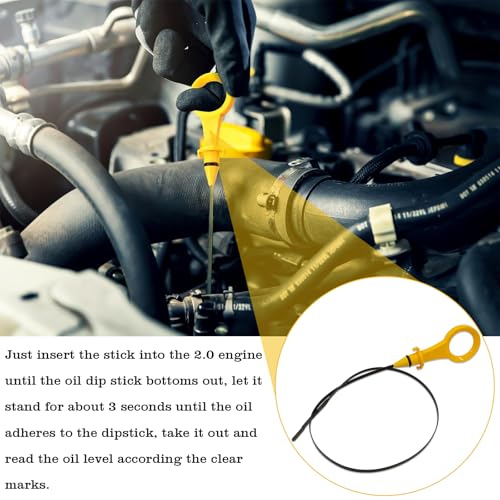 Image of 06J115611F Oil Dipstick Indicator, Compatible with Audi A4 A5 Quattro Q5 Volkswagen VW Passat B6 2.0T Engine Oil Fluid Level Dip Stick Replace 06H115611E