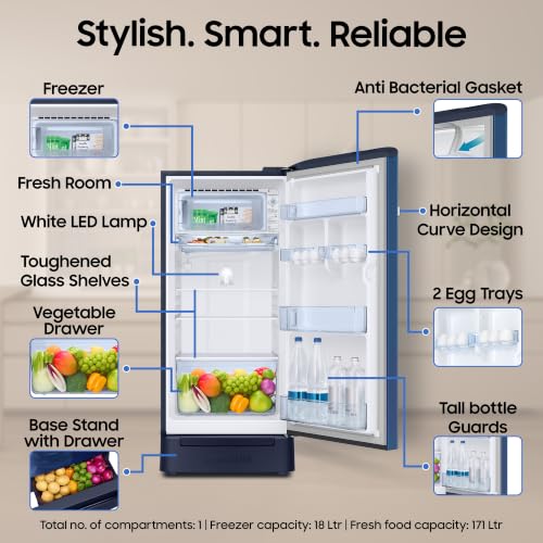 Samsung 189L Camellia Blue Single Door Refrigerator New Camellia Blue - Image 6