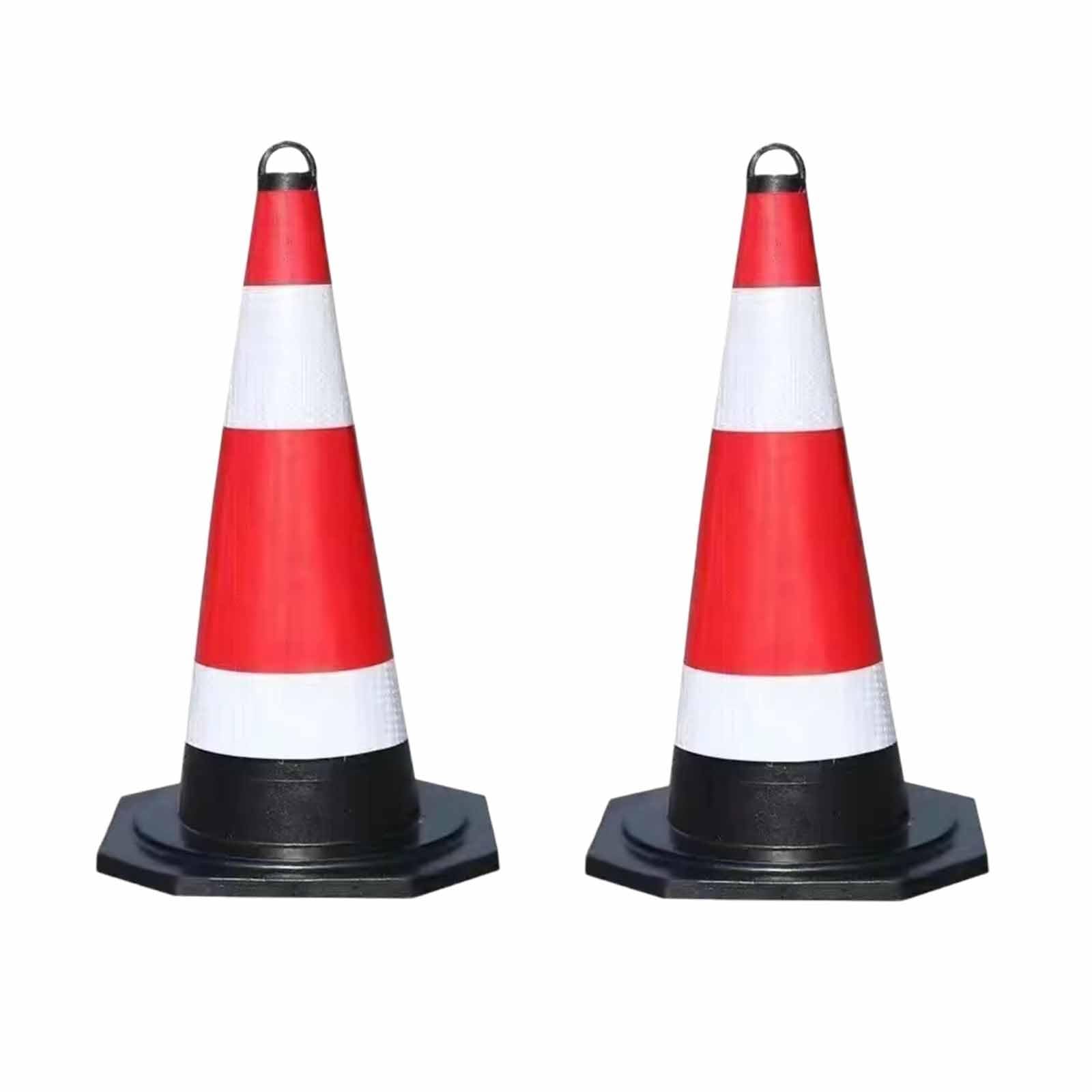 Cônes de signalisation, cône de sécurité pour stationnement routier avec base lestée noire et réflecteur, pour stationnement, chantier, barrière d'urgence, 60x30cm(2pack)