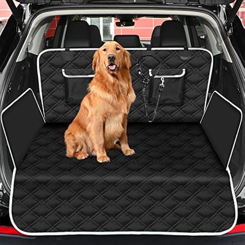 GARELF Car Boot Protector for Dogs, Waterproof/Slip-proof Dog Car Boot Liner with Side and Bumper Protector with Elastic Seat Belt for All SUVs, Trucks (185x103cm) Cover
