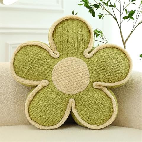 Rvsdoi Flower-Shaped Throw Pillow Cute Seat Cushion Cushion Decorative Throw Pillow Soft Flower Shaped Throw Pillow for Sofa Bed (Green,15.7") Cover