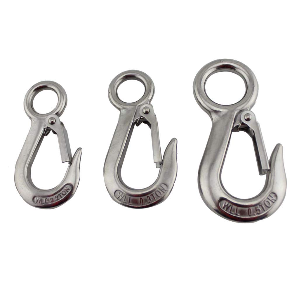 Ganci di Sollevamento, Ganci a Scatto for Gru di Sollevamento con Occhiello Grande in Acciaio Inossidabile, for carichi Pesanti, Limite carico Lavoro Marino, Gancio a Molla for, 5 Pezzi(0.3t)